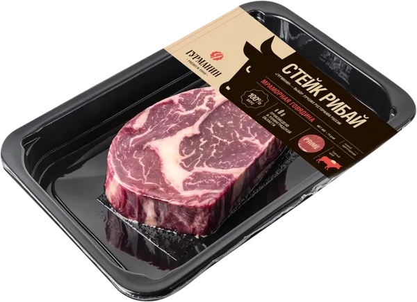 Изображение Мясо охлажденное Гурманин стейк Рибай из мрам гов Гурманин скин, 250 г
