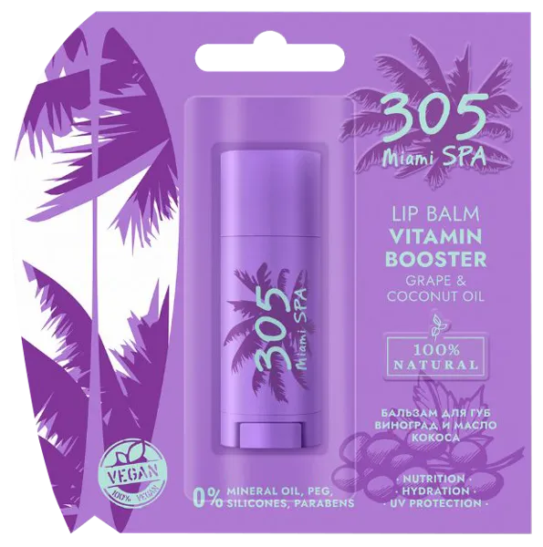 Изображение Бальзам для губ 305 Майами спа виноград масло кокоса Ингеоком Дистрибьюшен Парнерс п/у, 1 шт