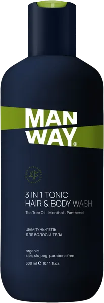 Изображение Гель для душа мужской Мен вей тонизирующий 3в1 Ингеоком Дистрибьюшен Парнерс п/у, 300 мл
