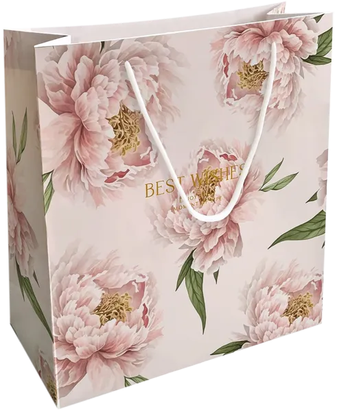 Изображение Пакет 32*32см бумажный Би Смарт пион персиковый Иу Антэнг Пэкэджинг , 1 шт