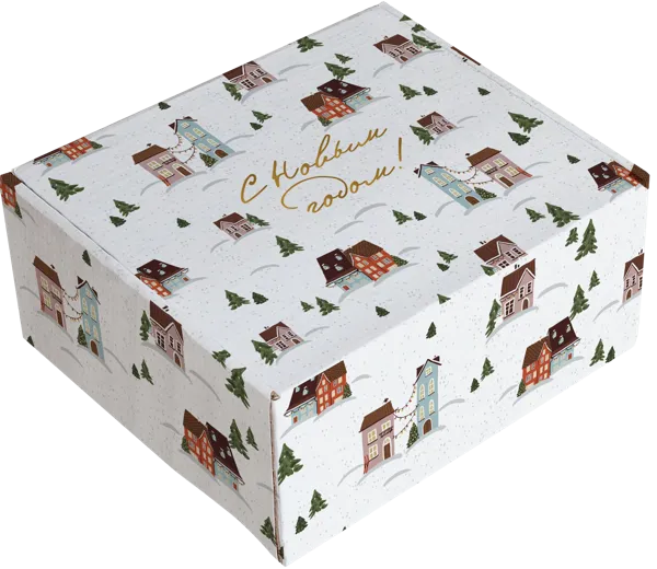 Изображение Коробка 23*26см подарочная Би Смарт новый год белая Вэньчжоу Цзяюань арт , 1 шт