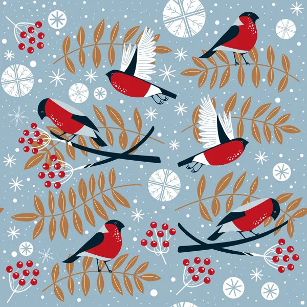 Изображение Бумага 70*100см упаковочная Би Смарт фрост снегири Созидание м/у, 1 шт