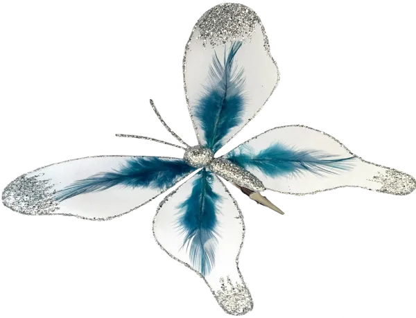 Изображение Елочное украшение 20см на клипсе Валма бабочка серебристая Феникс-Презент ООО , 1 шт