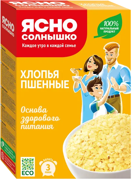 Изображение Хлопья пшенные Ясно Солнышко 3 мин Петербургский МК кор, 375 г