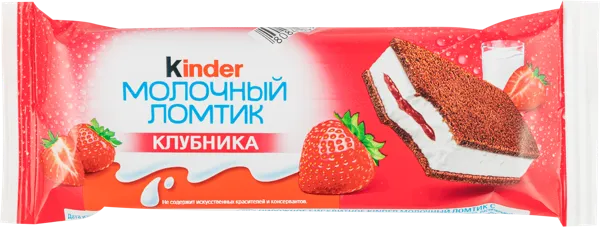 Изображение Пирожное бисквитное Киндер молочный ломтик клубника Ферреро м/у, 28 г