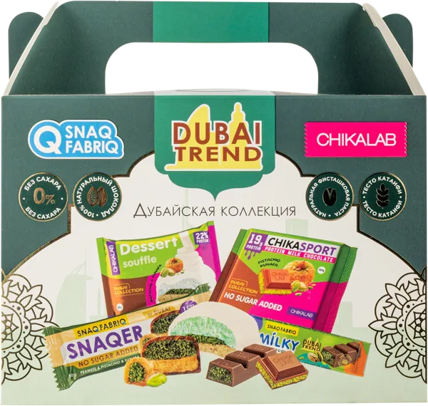 Изображение Подарочный Набор протеиновый Снэк фабрик Дубай тренд Фитнес Фуд к/к, 454 г