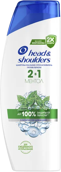 Изображение Шампунь для всех типов волос Хэд энд шолдерс ментол 2в1 Проктер Энд Гэмбл п/у, 360 мл