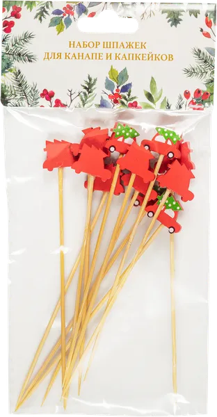 Изображение Шпажки 12см для канапе НД плэй елки на машинках НД Плэй м/у, 12 шт