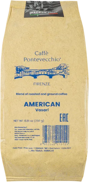 Изображение Кофе молотый Каффе Понтевеккьо Фирэнце американо 80% арабика Кафемока СРЛ м/у, 250 г