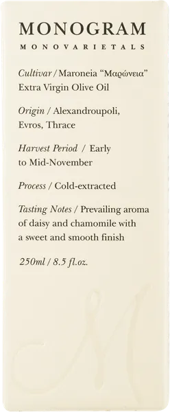 Изображение Масло оливковое 0,4% Монограм e.v. Маронея Култивар Анастасиос Манганас кор, 250 мл