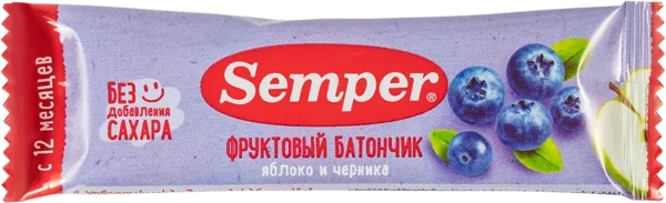 Изображение Батончик с 12 мес фруктовый Сэмпер яблоко черника Фарм-про м/у, 15 г