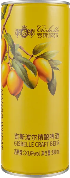 Изображение Напиток пивной светлое Эль 3,6% н/ф Джизбель манго пшеничный Янтай Гиспол Бревинг ж/б, 0,88 л