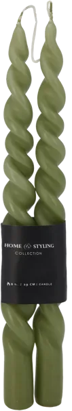 Изображение Свеча 29см столовая Купман зеленая витая Купман Интернэшнл , 2 шт