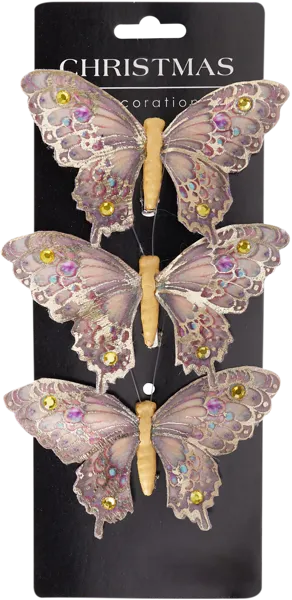 Изображение Заколка 12см для волос Купман новогодняя бабочки Купман Интернэшнл , 3 шт