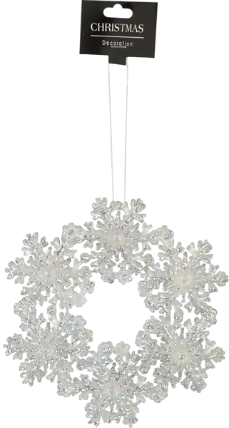 Изображение Подвеска 12см пластик Купман снежинка серебристая Купман Интернэшнл , 1 шт