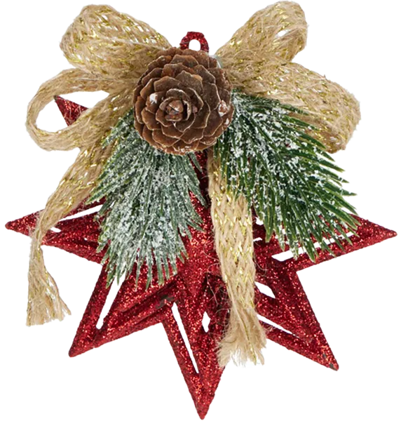 Изображение Подвеска 11см пластик Купман ветка с шишкой звездой Купман Интернэшнл , 1 шт