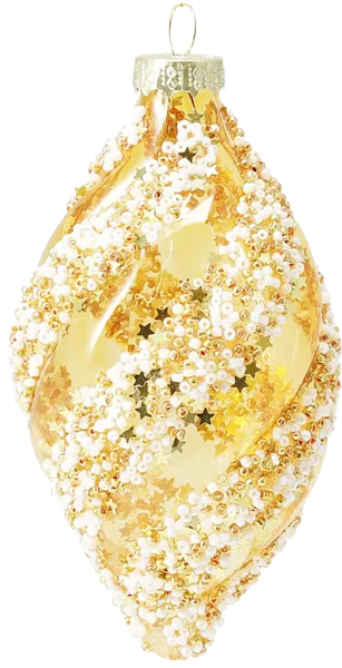 Изображение Елочное украшение стекло Купман золотистое с бисером Купман Интернэшнл , 1 шт