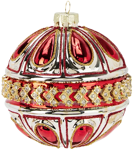 Изображение Шар 10см стекло Купман красный с орнаментом Купман Интернэшнл , 1 шт