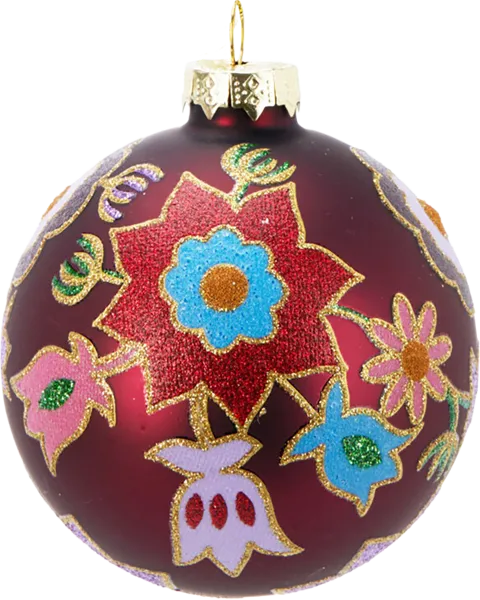 Изображение Шар 8см стекло Купман с блестящими цветами Купман Интернэшнл , 1 шт