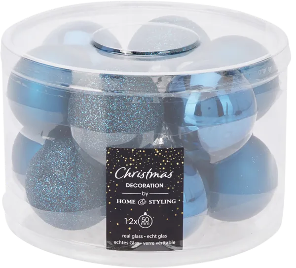 Изображение Шар 5см стекло Купман синий матовый глянцевый Купман Интернэшнл п/у, 12 шт