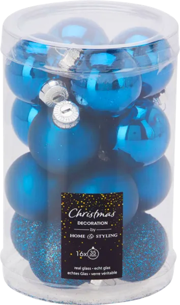 Изображение Шар 3,5см стекло Купман синий матовый глянцевый Купман Интернэшнл п/у, 16 шт