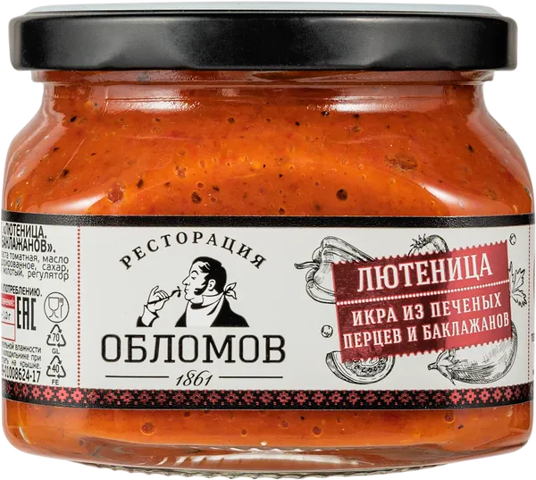 Изображение Лютеница из печеного перца Ресторация Обломов Вкусный продукт с/б, 330 г