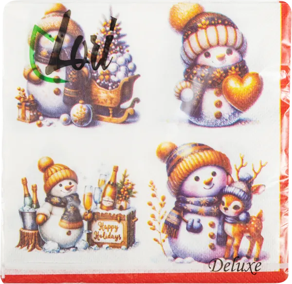 Изображение Салфетки 3х-слойные Лори делюкс новый год золотой орнамент 33*33см Фабрика Люкс м/у, 20 шт