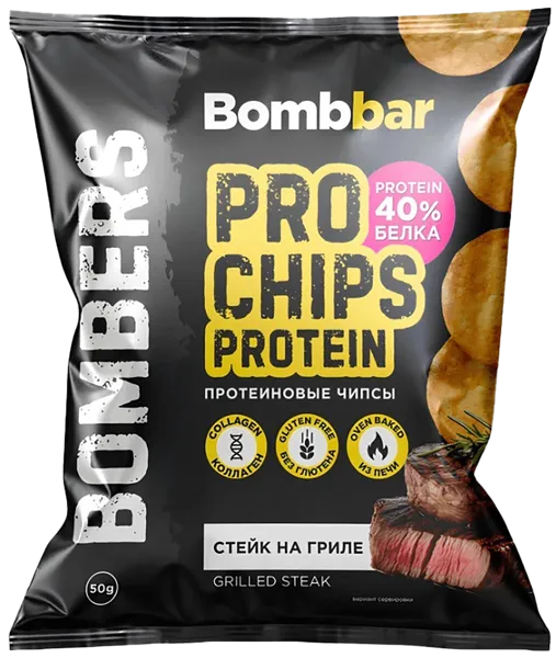Изображение Чипсы цельнозерновые Бомббар протеин стейк на гриле Фитнес Фуд м/у, 50 г