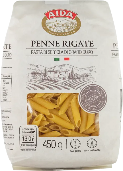 Изображение Макароны из твердых сортов Аида пенне ригате Агро-Альянс ОМФ м/у, 450 г