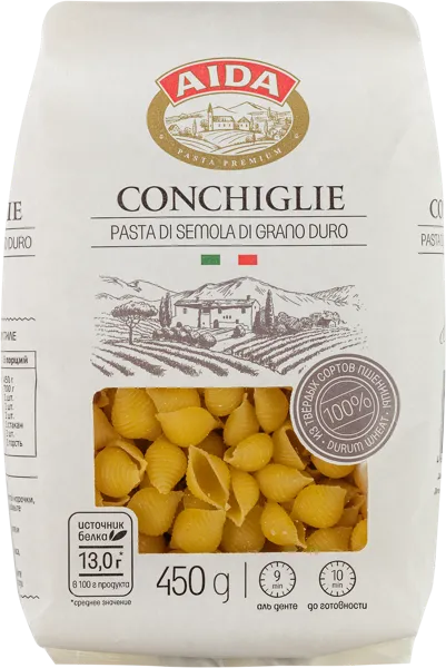 Изображение Макароны из твердых сортов Аида конкилье Агро-Альянс ОМФ м/у, 450 г