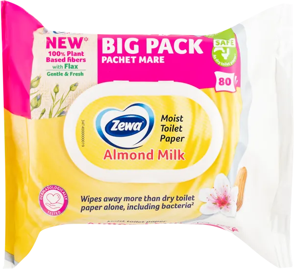 Изображение Туалетная бумага влажная Зева миндальное молочко Эссити м/у, 80 шт