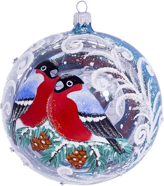 Изображение Шар 7 Снегири стекло Ёлочка С2263 11,5см Клинская игрушка к/у, 1 шт