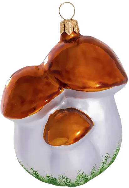 Изображение Ёлочное украшение стекло Ёлочка С2432 Грибы 7,7мм Клинская игрушка к/у, 1 шт