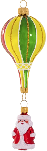 Изображение Ёлочное украшение стекло Ёлочка С2353 Воздушный шар-дед м Клинская игрушка к/у, 1 шт