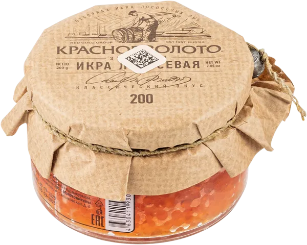 Изображение Икра зернистая Красное Золото лососевая ГК КЗ ООО с/б, 200 г