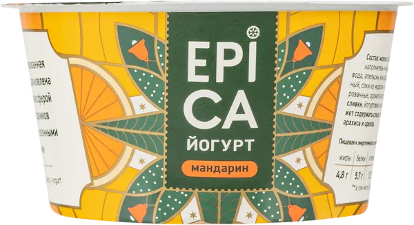 Изображение Йогурт 4,8 Эпика мандарин Эрманн п/б, 130 г