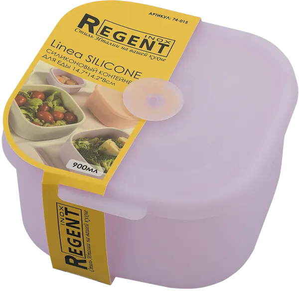 Изображение Контейнер 900мл силикон Регент инокс прямоугольный с крышкой Регент Рус , 1 шт