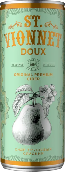 Изображение Сидр грушевый сладкий 5,5% Св. Вионне Союз-Вино ж/б, 0,25 л