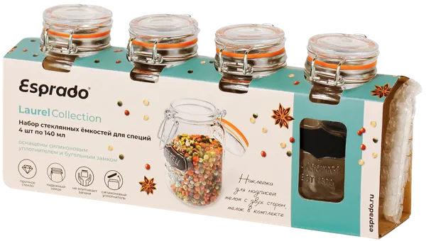 Изображение Емкость для специй Эспрадо лорел стекло Эспрадо м/у, 4 шт