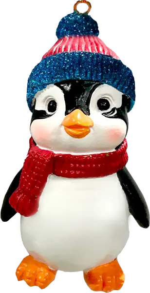 Изображение Елочное украшение 7см Мэджик Тайм пингвин в красном шарфе Феникс-Презент , 1 шт