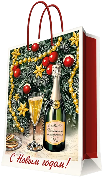 Изображение Пакет 33*45,7см бумажный Мэджик Пак шампанское под елкой Феникс-Презент , 1 шт