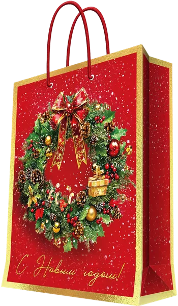 Изображение Пакет 26*32,4см бумажный Мэджик Пак рождественский венок Феникс-Презент , 1 шт