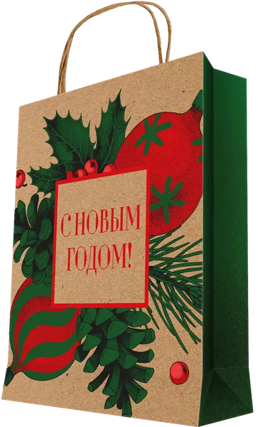 Изображение Пакет 26*33см бумажный Мэджик Пак с новым годом крафт Феникс-Презент , 1 шт