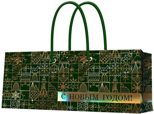 Изображение Пакет 36*12,7см бумажный Мэджик Пак золотые клетки зеленый Феникс-Презент , 1 шт