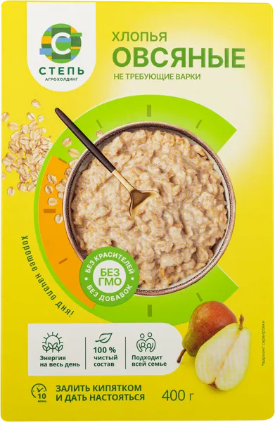 Изображение Хлопья овсяные Агрохолдинг Степь Инвестпром-Опт к/у, 400 г