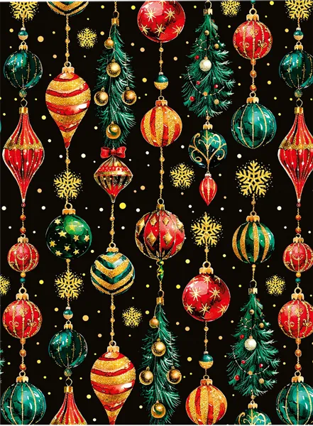 Изображение Бумага 100*70см упаковочная Мэджик Пак елочные шары черная Феникс-Презент м/у, 1 шт