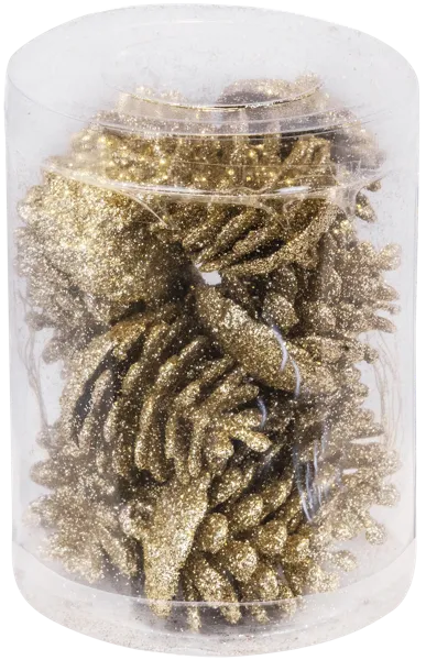 Изображение Елочное украшение 4,5см пластик Время Чудес золотистые шишки Феникс-Презент п/у, 10 шт