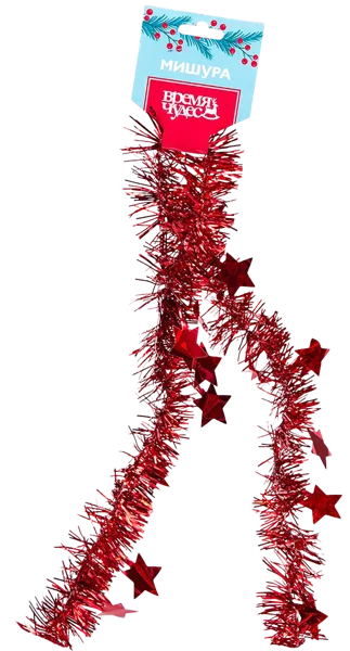 Изображение Мишура 5см*2м Время Чудес звезды красная Феникс-Презент , 1 шт