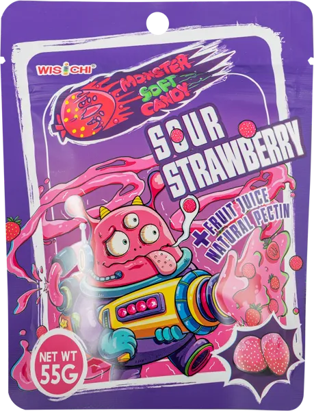 Изображение Мармелад жевательный Монстер клубникус кислый Гуандун Виски Фуд м/у, 55 г