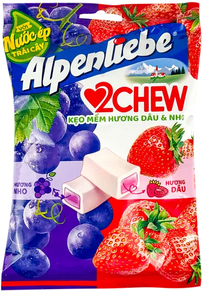 Изображение Конфеты жевательные Альпенлибе микс клубника и виноград Перефетти Ван Мелле м/у, 84 г